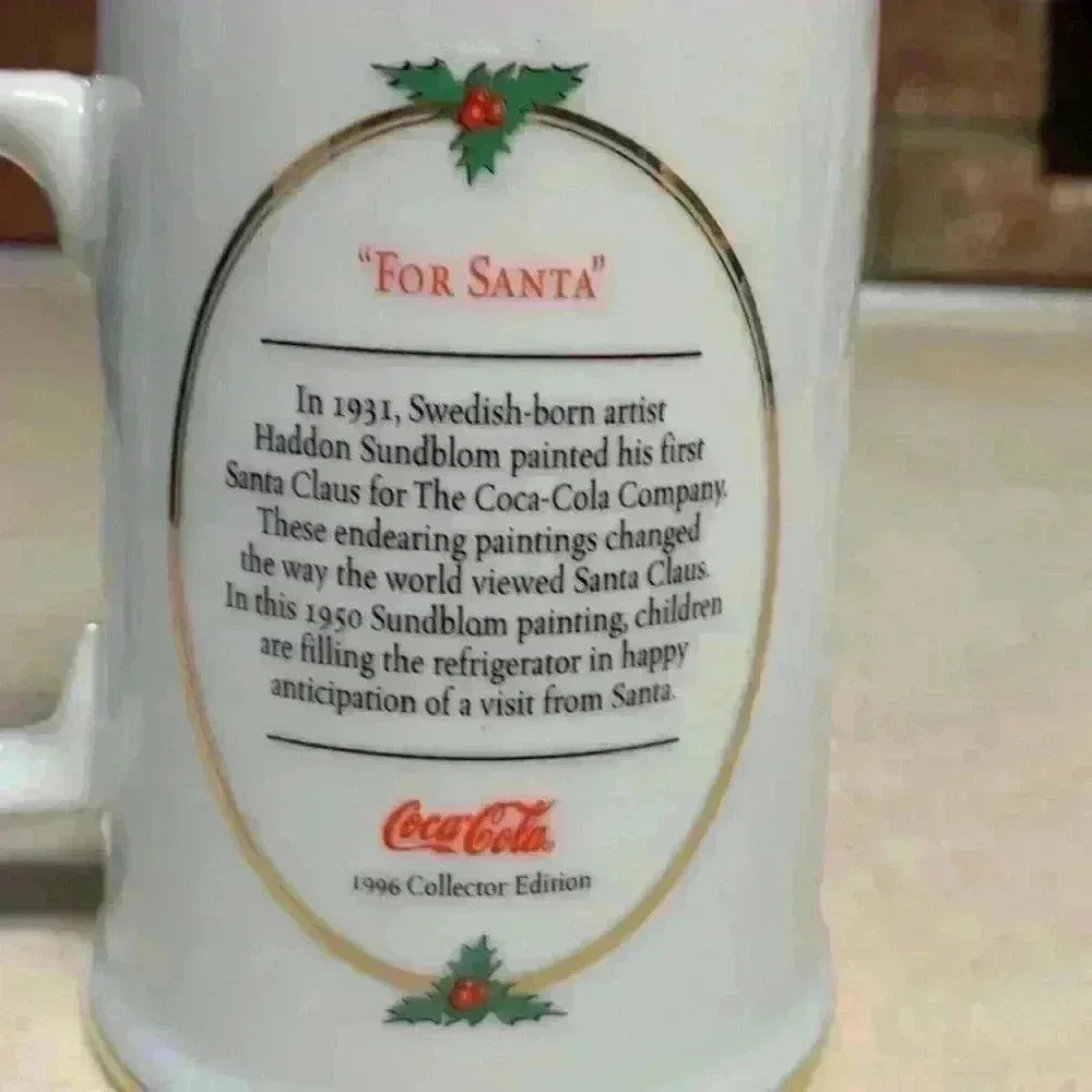 Vintage Set of 4 1996 Coca Cola "For Santa" Christmas Mugs/Tankards/Coffee/Tea - Picture 7 of 9